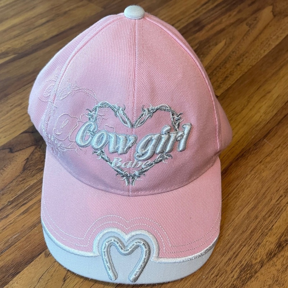 Santo Cap Cowgirl Babe Pink Baseball Hat Heart Barbed Wire Embroidered McBling